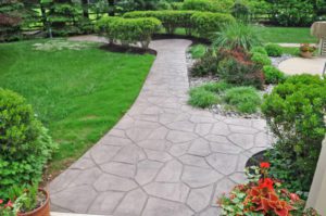Stamped concrete patio and stamped concrete walkway in Coatesville, PA